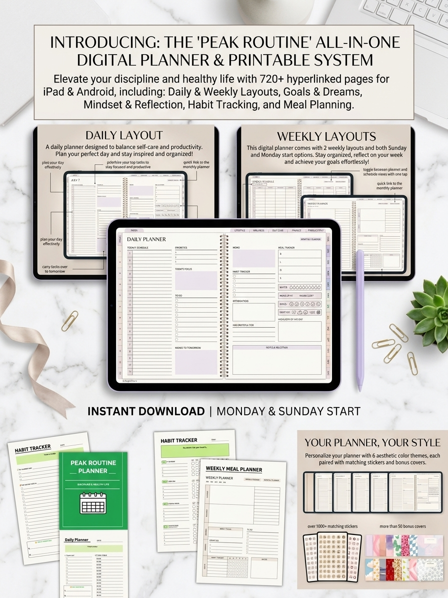 All in one planner build discipline , organize your life (Printable Planner)