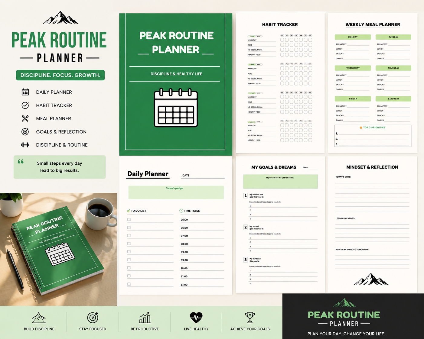 All in one planner build discipline , organize your life (Printable Planner)